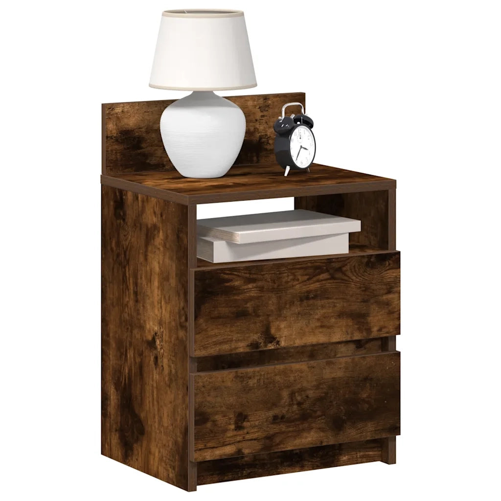 Comodini 2 pz con 2 Cassetti Rovere Fumo 40x33x60 cm 858569