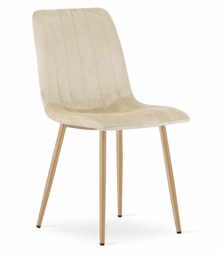 Sedia Valora JEWA in velluto beige chiaro con gambe color legno x4
