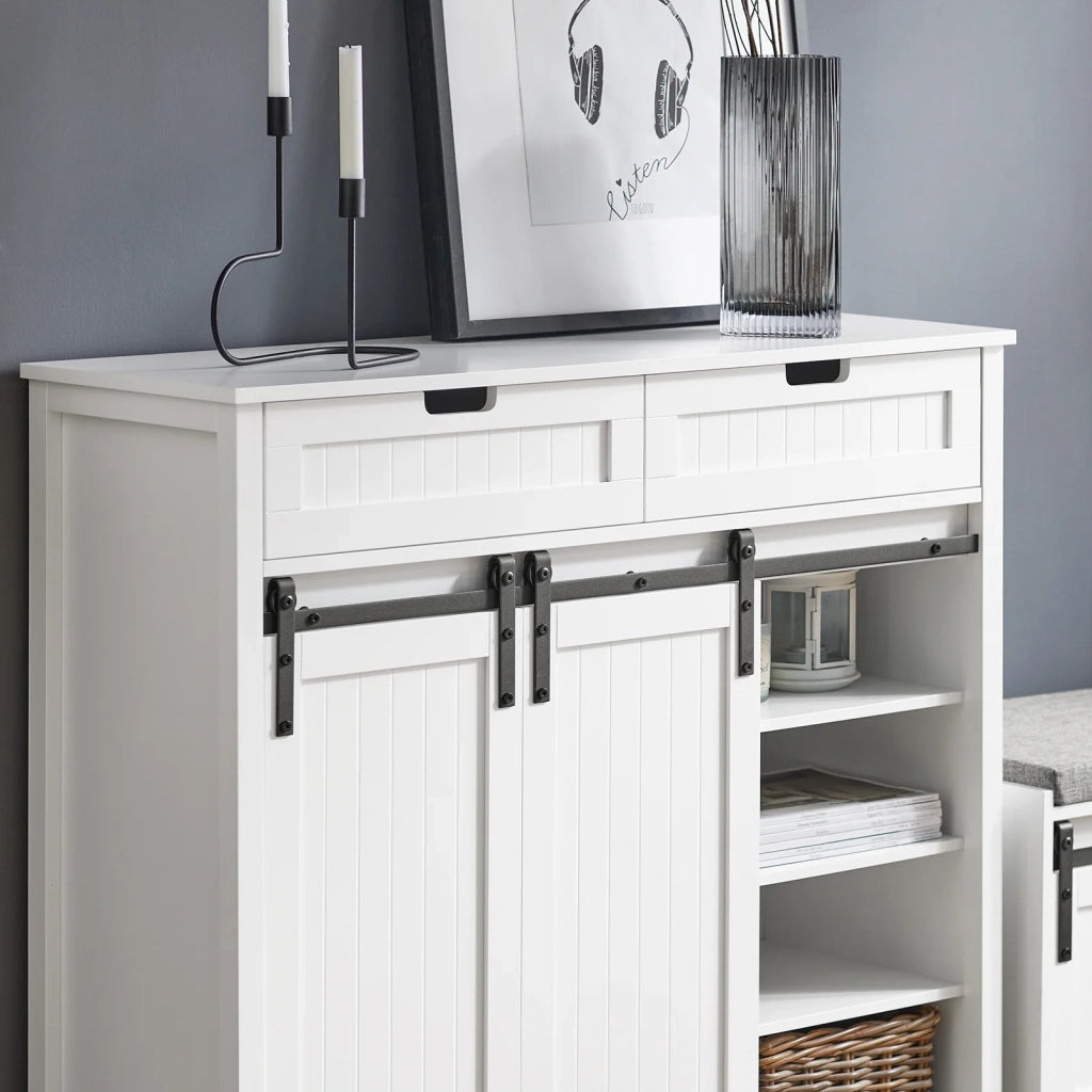 Mobile da cucina Credenza con ante scorrevoli Credenza buffet Cassettiera bianca 104x35x93cm FSB74-W SoBuy