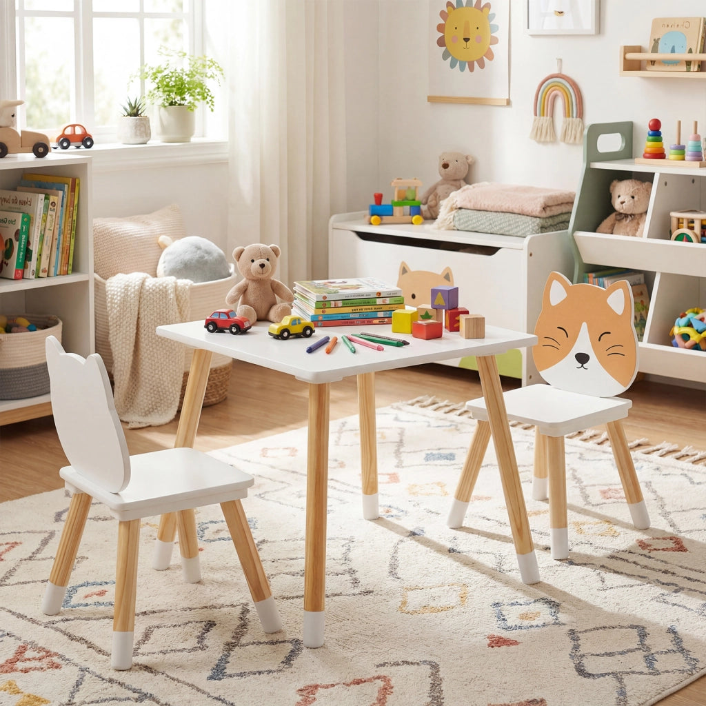 Set tavolo e sedie in legno per bambini per aula asilo e casa, Set scrivania multi-attivit¨¤ per gioco arte lavoretti lettura e apprendimento