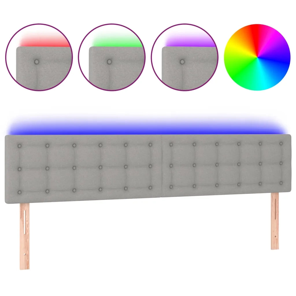 Testiera a LED-Testata con LED Grigio Chiaro 180x5x78/88 cm in Tessuto 851853