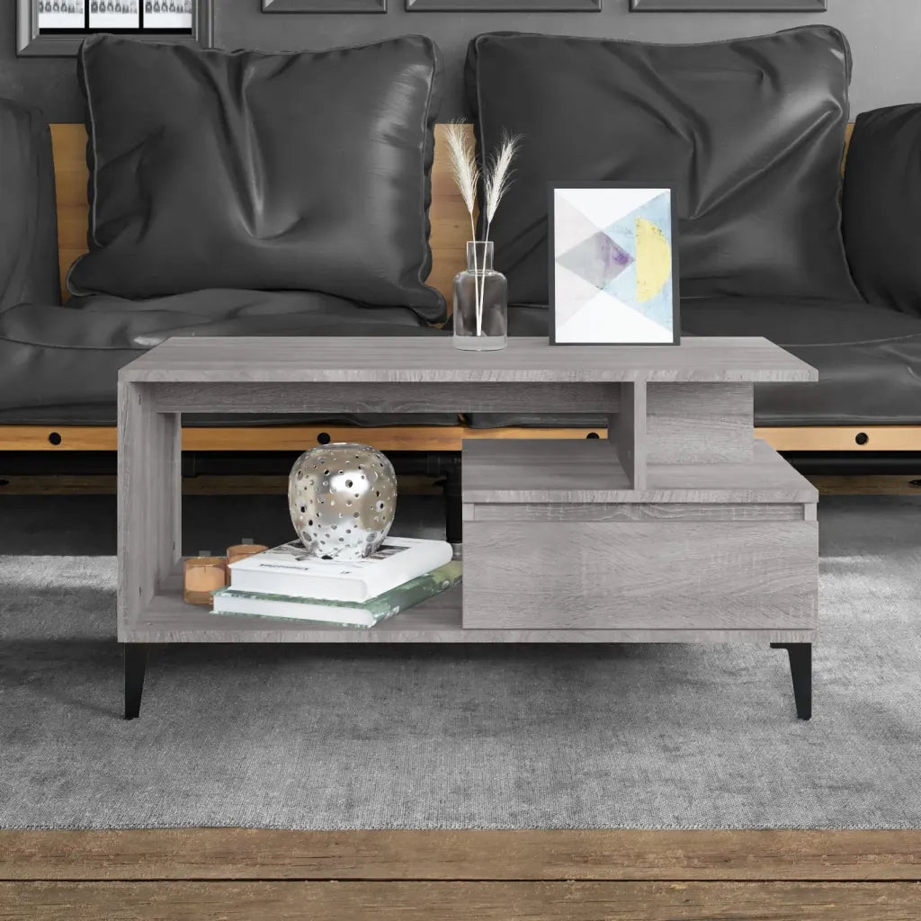 Tavolino da salotto | Tavolino da caff¨¨ | Tavolino da Soggiorno Grigio Sonoma 90x49x45 cm Legno Multistrato