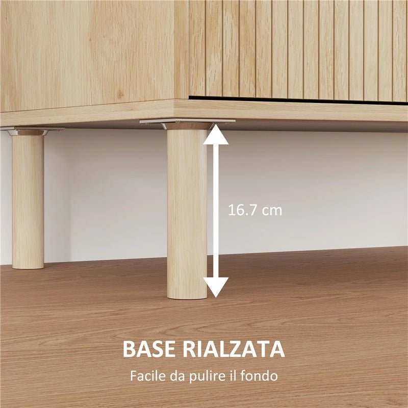 MOBILE CONTENITORE IN LEGNO A 2 LIVELLI CON RIPIANO REGOLABILE SU 3 LIVELLI, 78X40X77.5 CM COLOR ROVERE
