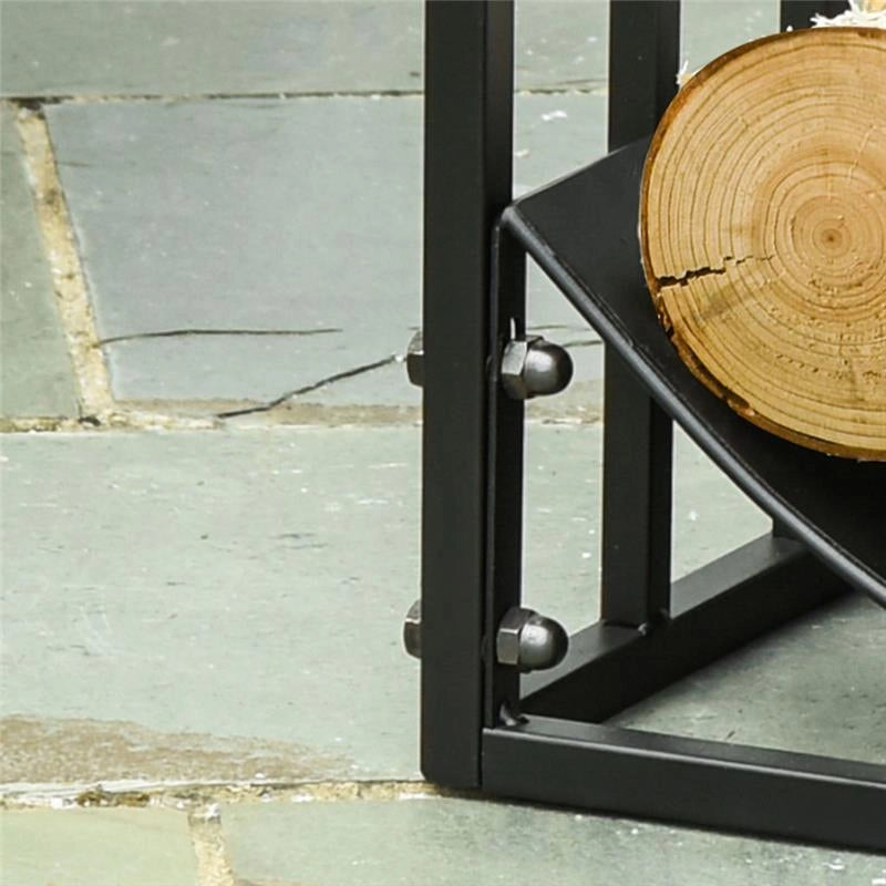 PORTALEGNA DA INTERNO ED ESTERNO IN METALLO CON RIPIANO CURVO FINO 60KG DI LEGNA NERO