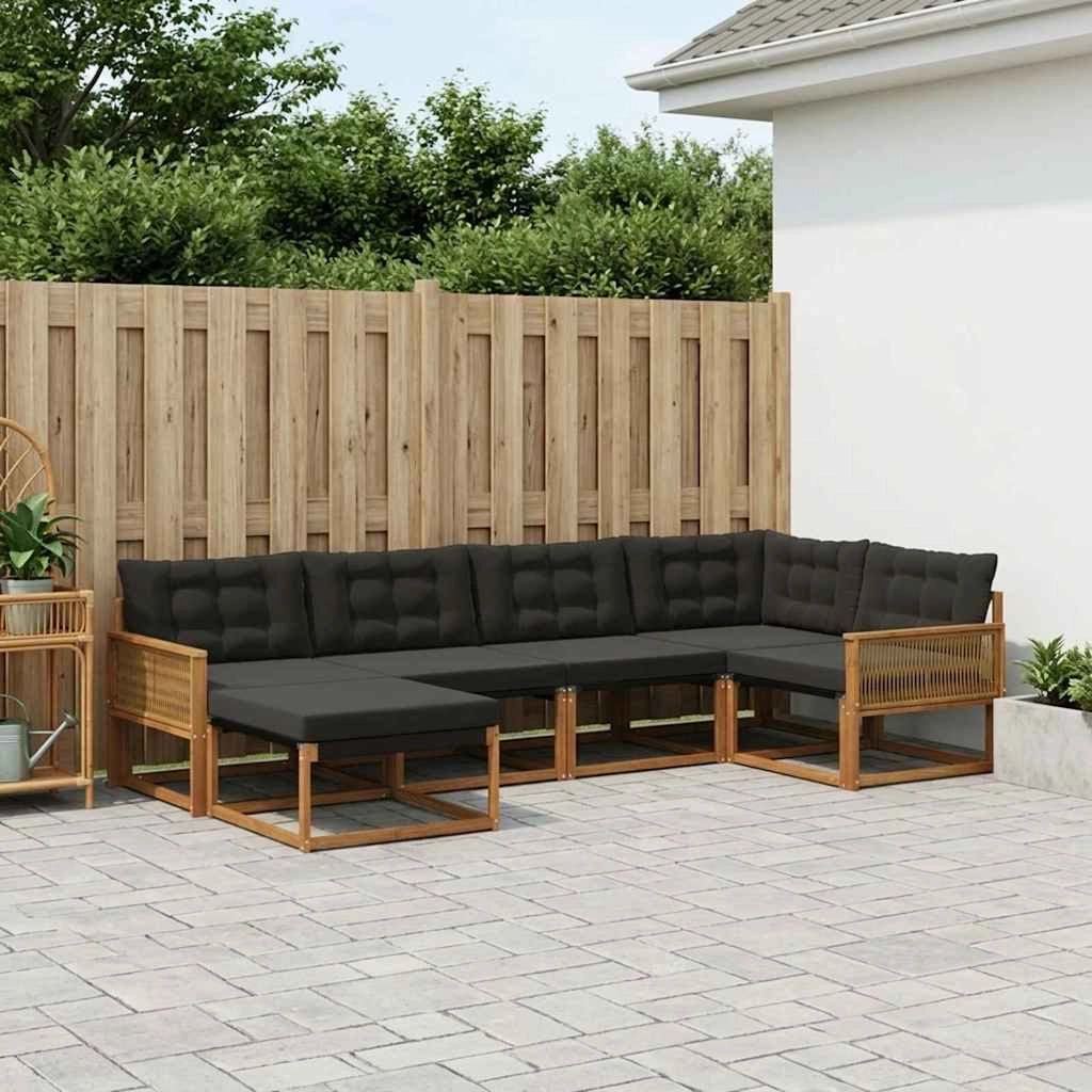 Set di divani da esterno 6 pz Naturale e Nero 3381540