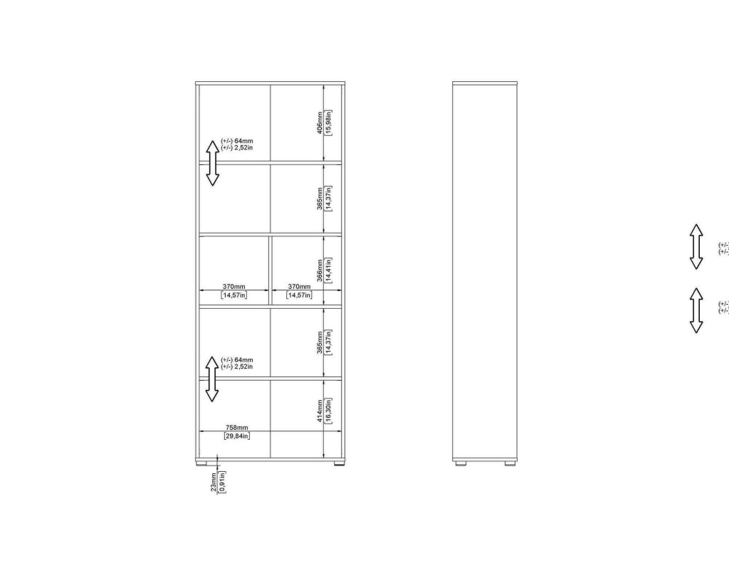Libreria Penh, Scaffale da ufficio, Mobile portalibri, Biblioteca, 80x34 h205 cm, Rovere