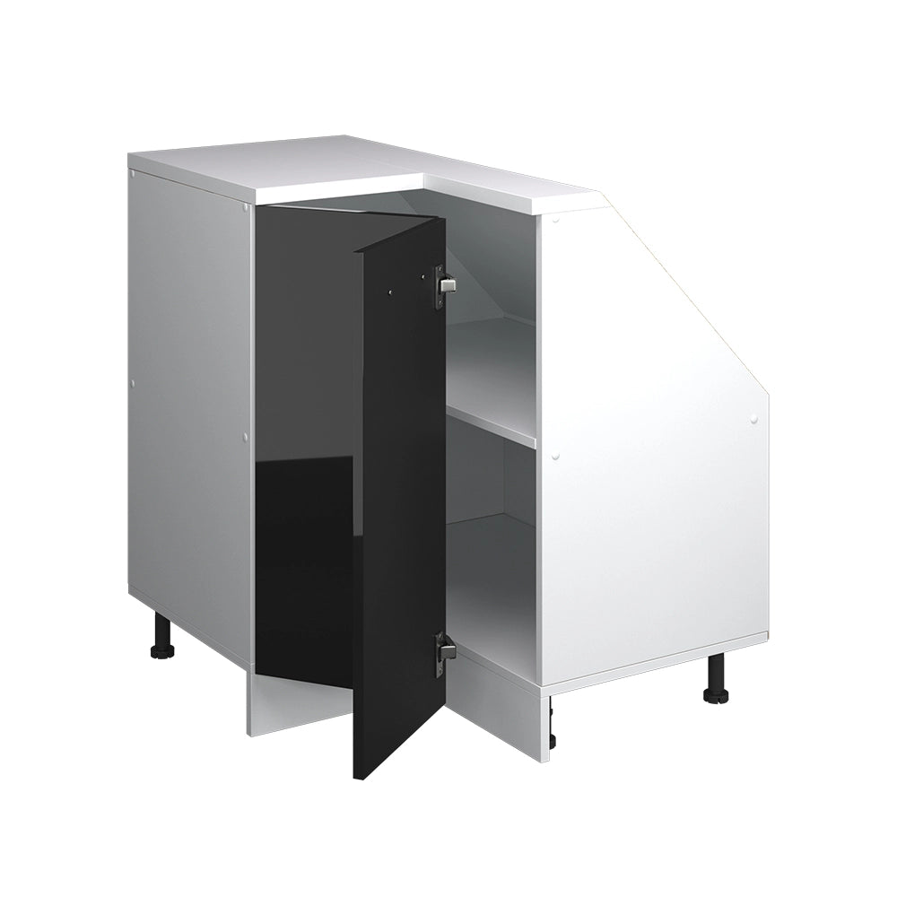 Mobile sottotetto Mobile angolare Rion Nero lucido/Bianco 75.6 x 83.8 cm con 1 porta Vicco