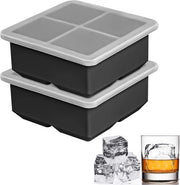 Iscrizione per ghiaccio extra grande con coperchio per congelatore - 2 pezzi - Nero - Per whisky, cocktail, caffè - 6,5 cm.