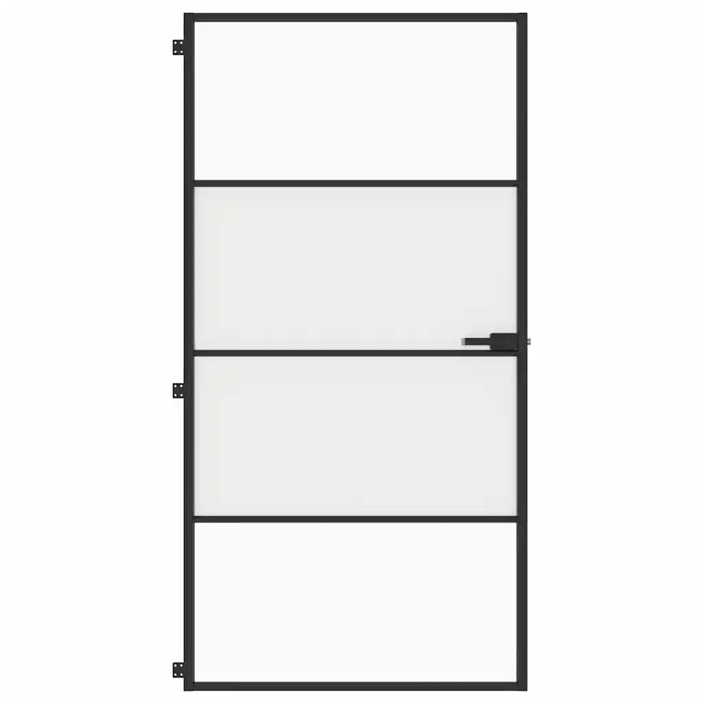 Porta Interni Sottile Nera 102,5x201,5Vetro Temperato Alluminio 155122