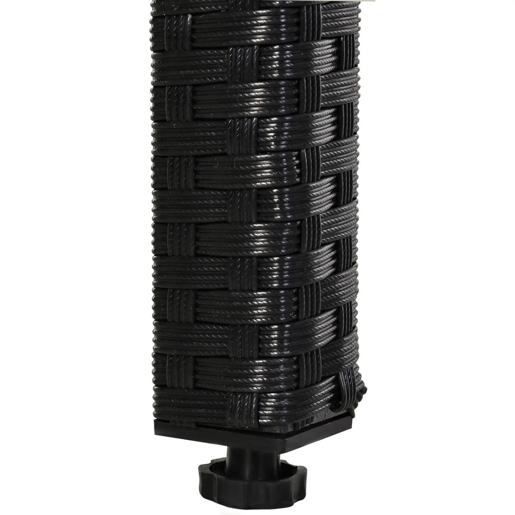 Set salotto da giardino 11 pezzi in polyrattan nero con cuscini e tavolo in vetro