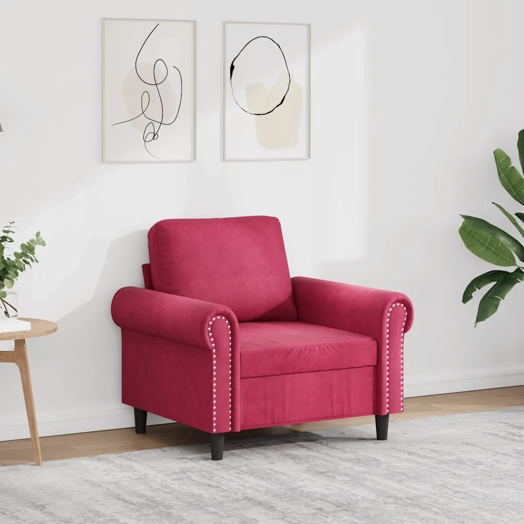 Divano Sedia-Poltrona Rosso Vino 60 cm Velluto 432292