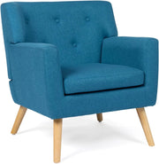 Poltrona scandinava in tessuto blu anatra LIV