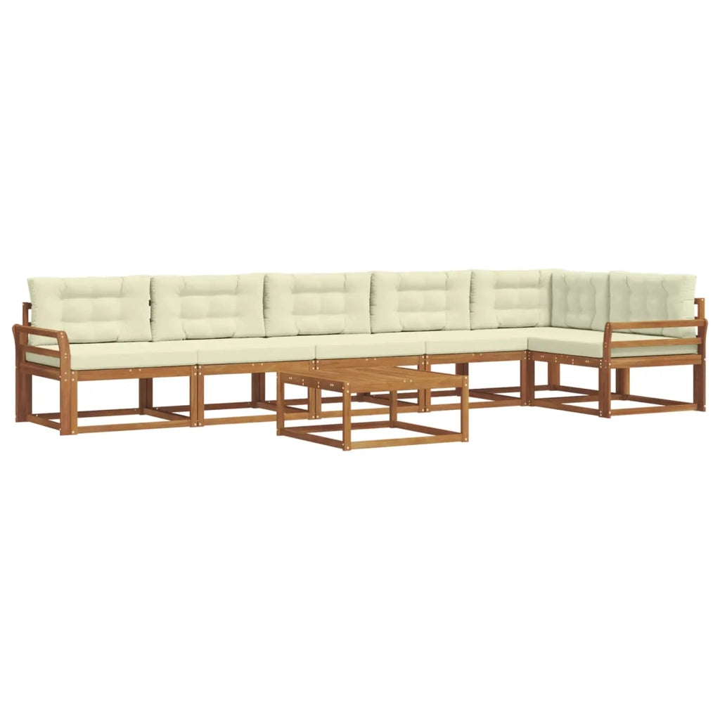 Set di divani da esterno con cuscino 7 pcs Naturale e Crema