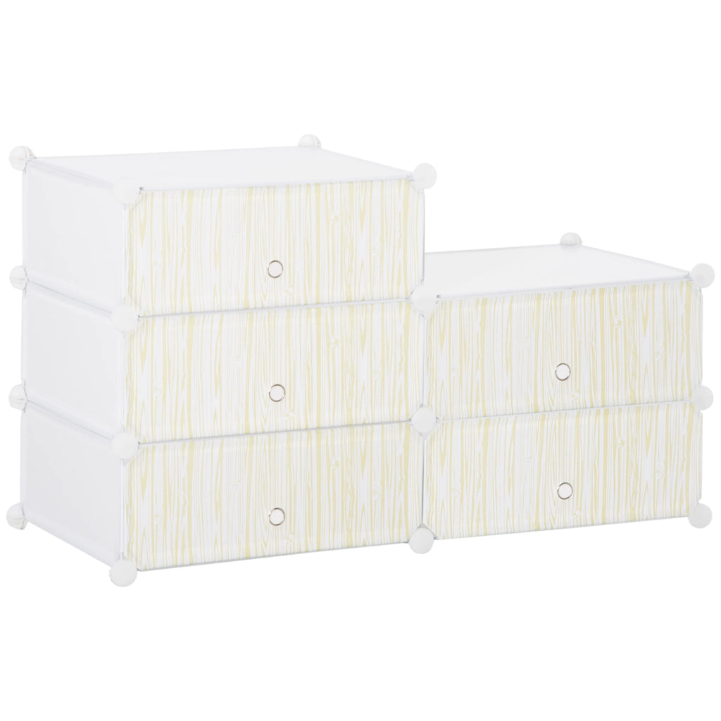 Mobile Scarpiera Modulare Salvaspazio, 6 Cubi 45x35x17 cm in Acciaio e PP, Bianco
