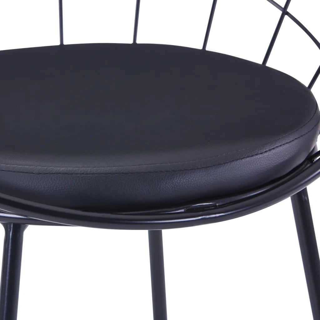 Sedie da Pranzo con Seduta in Similpelle 4 pz Nere in Acciaio 276235