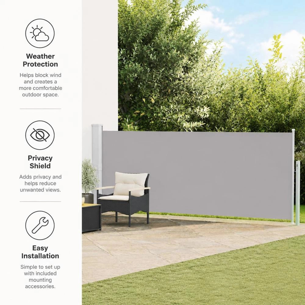 Extendable Side Awning 140x500 Cm Grey