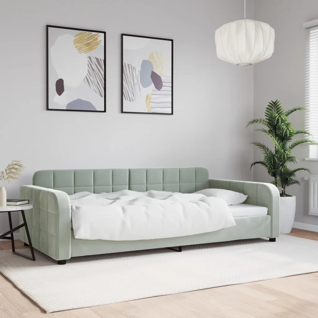 Letto da Giorno Grigio Chiaro 100x190 cm in Velluto