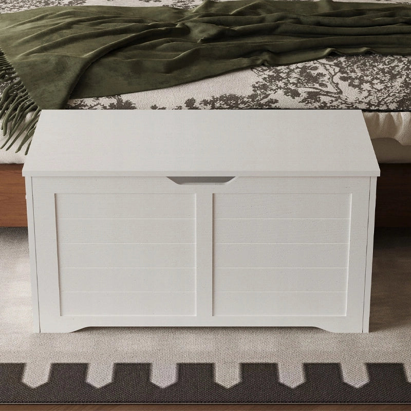 GRANDE CASSA DI LEGNO PER CONSERVARE Coperte BIANCA BAULETTO PER BIANCHERIA DA LETTO