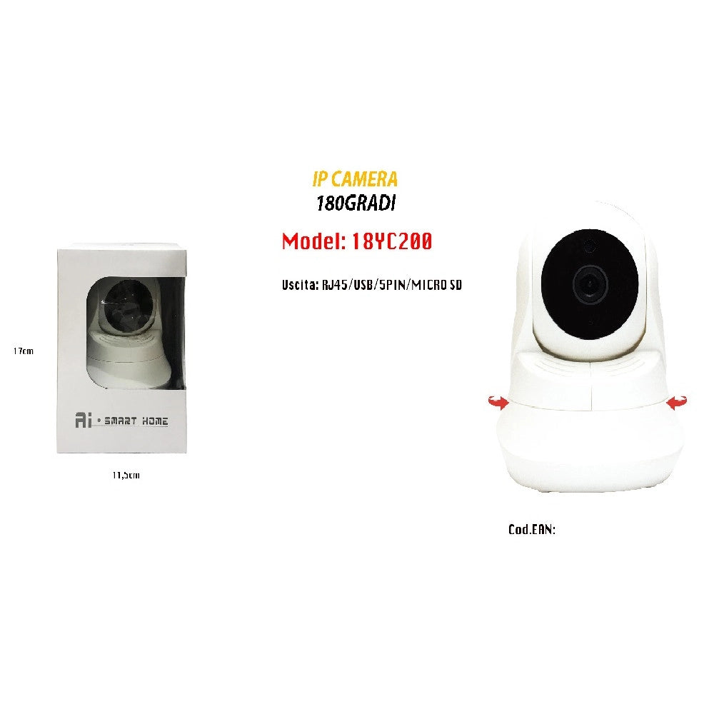 Trade Shop - Telecamera Wifi Full Hd Videocamera Videosorveglianza Ip Camera Maxtech 18yc200 -