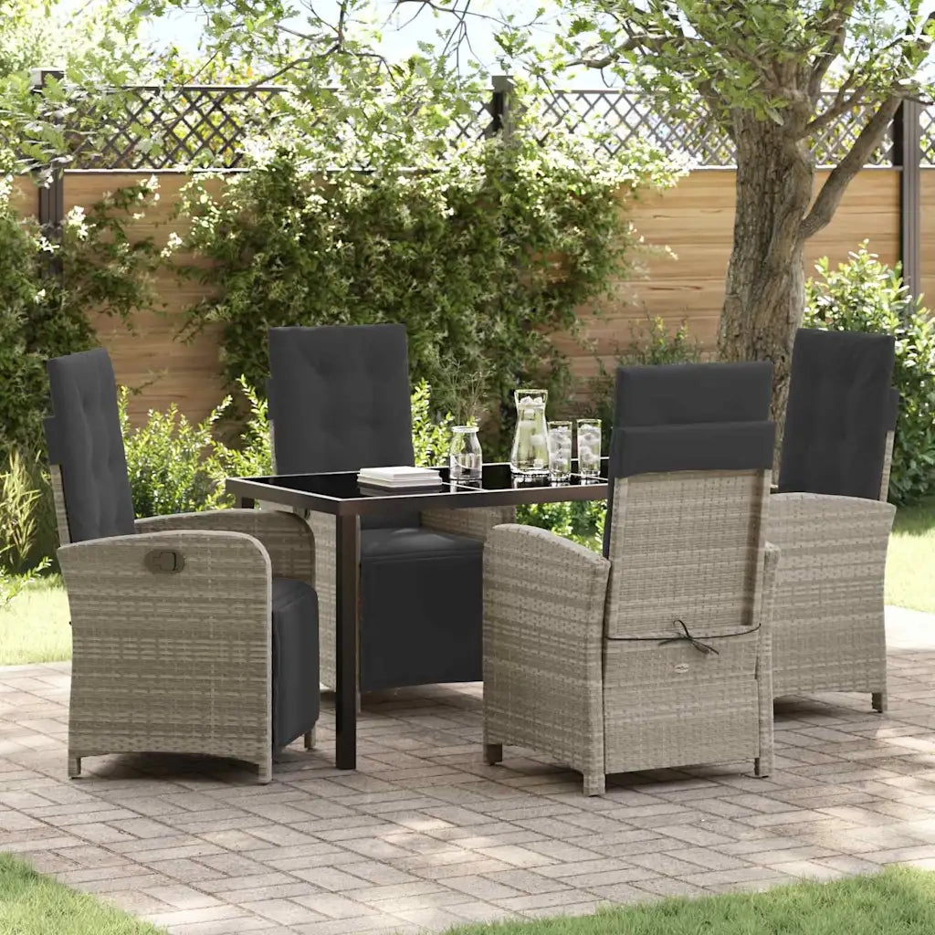 Set da Pranzo per Giardino 5 pcs Grigio chiaro polyrattan 3380346