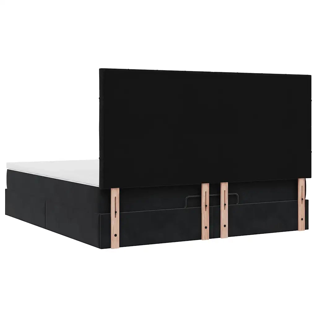 Struttura Letto Pouf con Materassi Nero 160x200 cm in Velluto 3314332