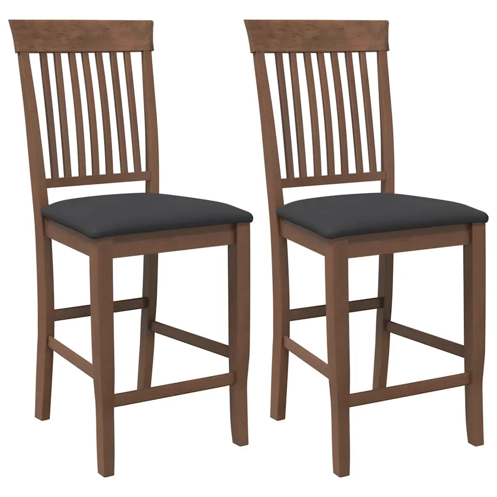 Sgabelli da Bar con Cuscini 2pz Marrone Legno Massello di Hevea 4102569