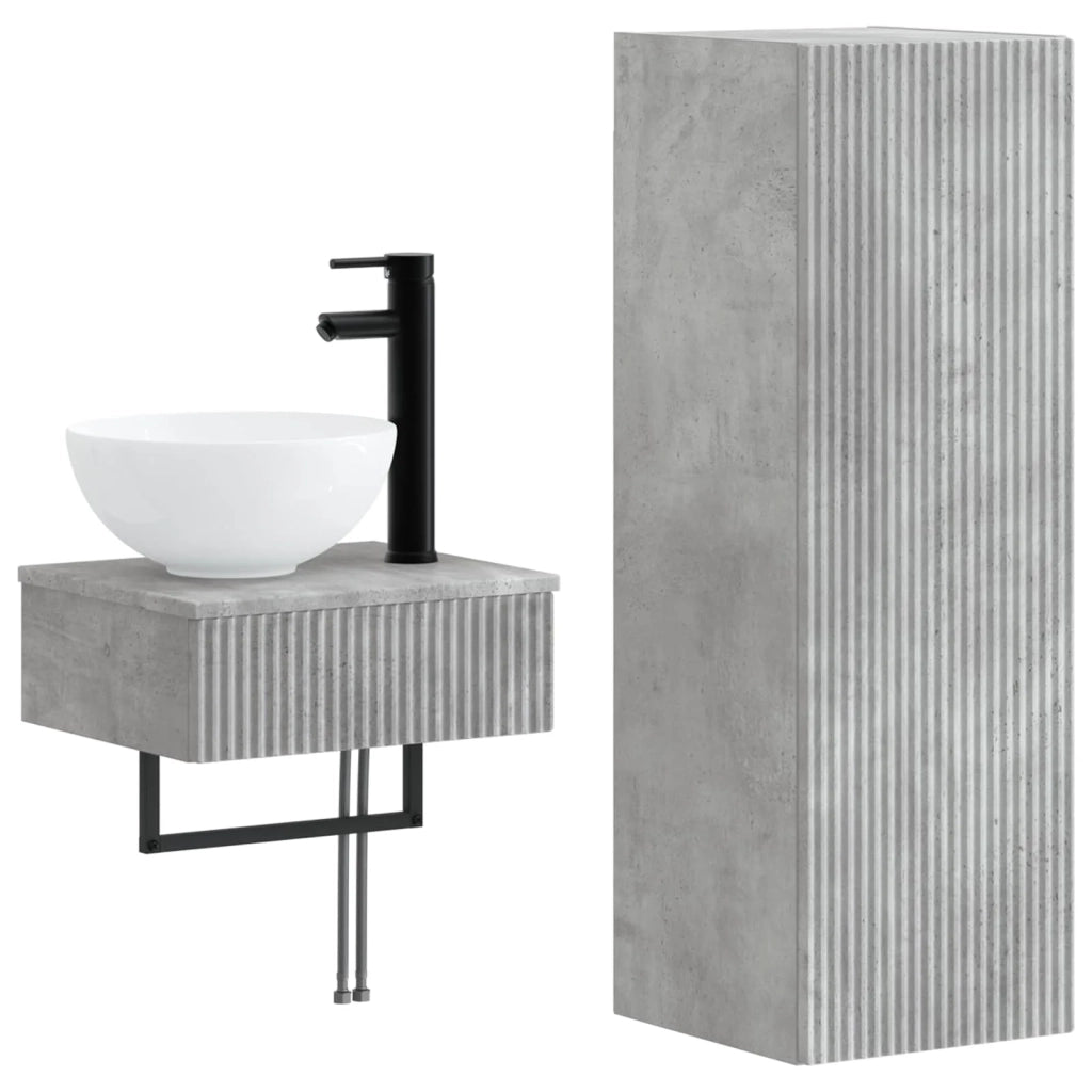 Set di mobili per il bagno 2 pz Grigio Cemento 3406096
