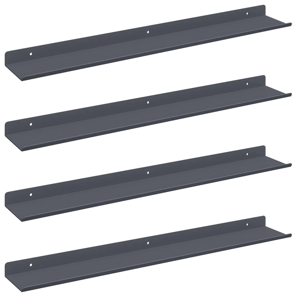 4 pz Mensola | Ripiano | Scaffale sospesa Antracite 60 x 8,5 x 2,5 cm Acciaio