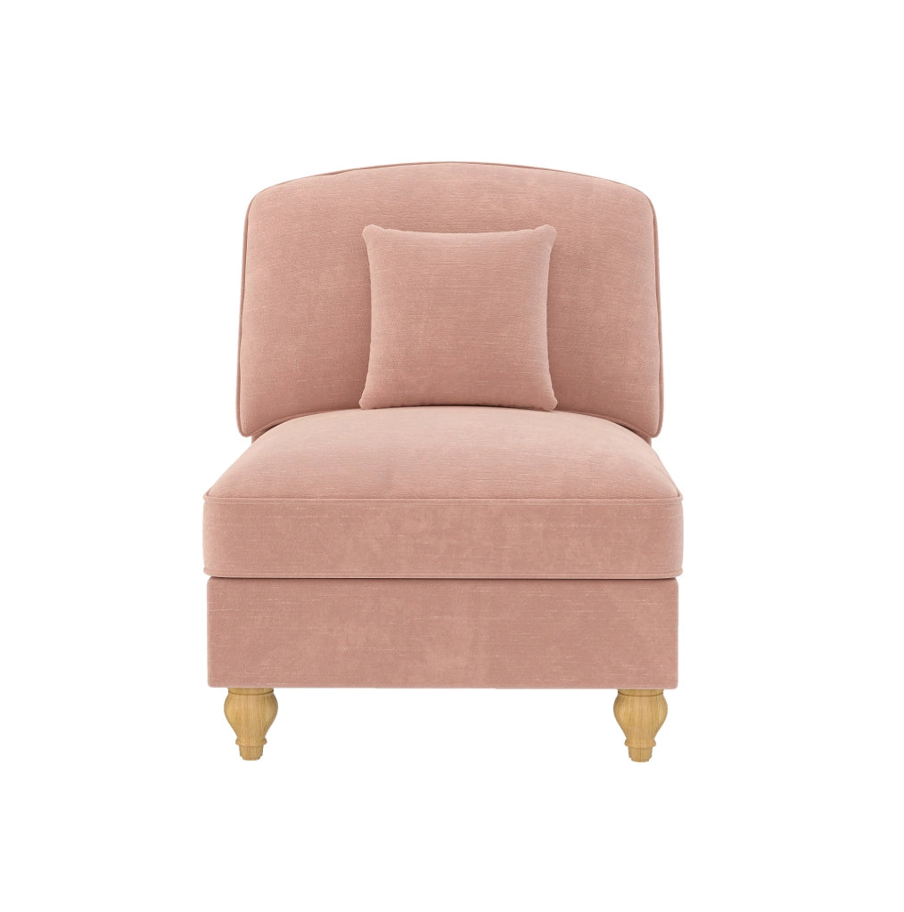 Poltrona senza braccioli in ciniglia rosa 83，5x78x93 cm con 1 cuscino