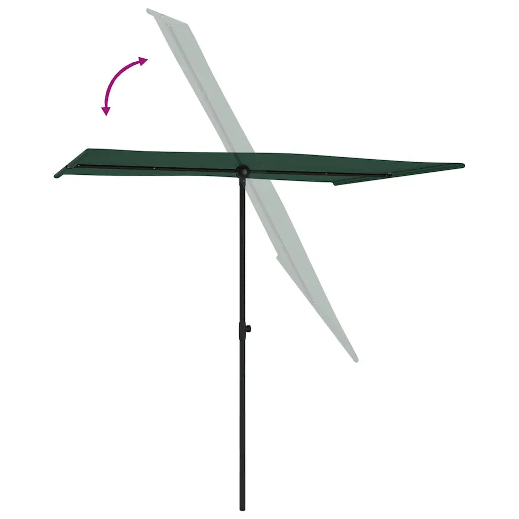 Ombrello | Parasolne da Giardino con Palo in Alluminio 2x1,5 m Verde