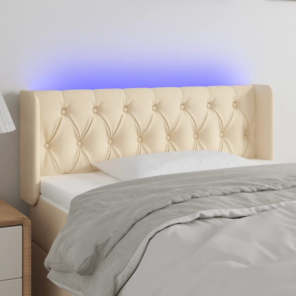 Testiera a LED Crema 93x16x78/88 cm in Tessuto 3123559