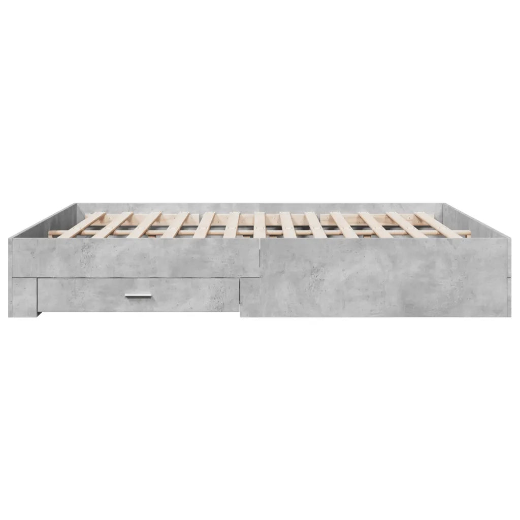 Giroletto Cassetti-Struttura Letto con contenitore Grigio Cemento 200x200 cm Legno Multistrato 119763
