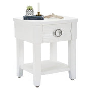 Tavolino da salotto Guru, Tavolo basso da caffè, Portariviste per divano, Ripiano da soggiorno, 45x40 h54 cm, Bianco