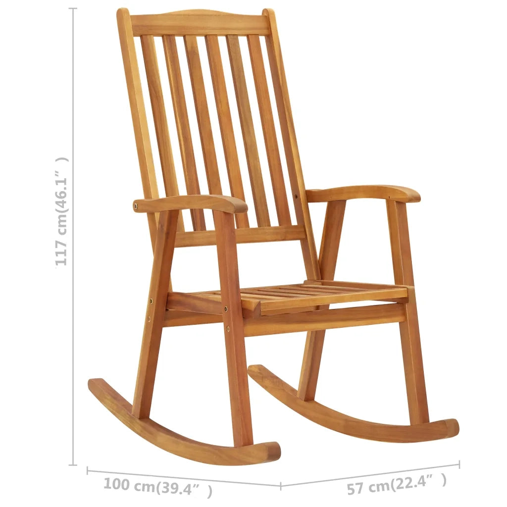 Sedia a Dondolo con Cuscini in Legno Massello di Acacia 3064184