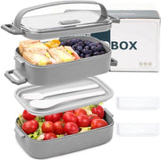 Tromba per Pane 1600 ML - Cassetta per Snack Duratura - Cassetta per Pic-Nic per Adulti/Bambini - Tromba per Pane con 2 Compartimenti - Ideale per Scuola/Pic-Nic - Organizza la Tua Vita
