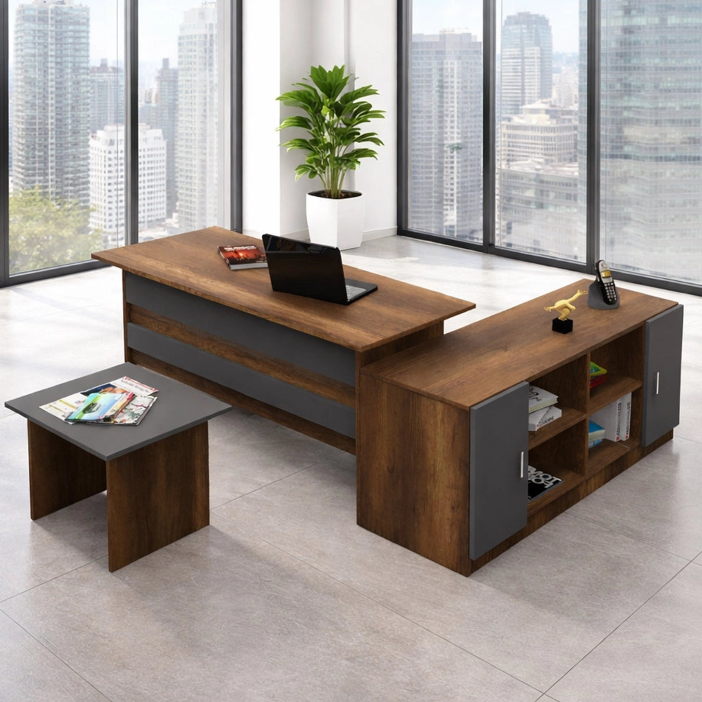 Harriet, set da Ufficio Modulabile, Marrone Noce