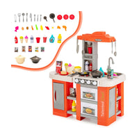 Cucina per bambini con accessori di cibo e utensili effetti sonori, Cucina per bambini vapore e bollitura 38 pcs Arancione-Cucine giocattoli