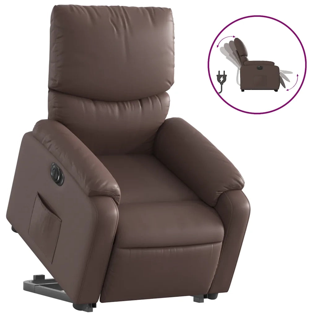 Poltrona Alzapersona Reclinabile Marrone in Similpelle 3204902