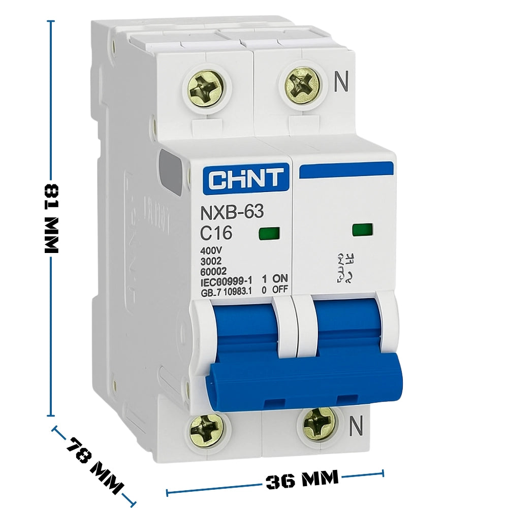 Chint 296749 interruttore magnetotermico serie nxb-63s c16 1p+n 4,5ka