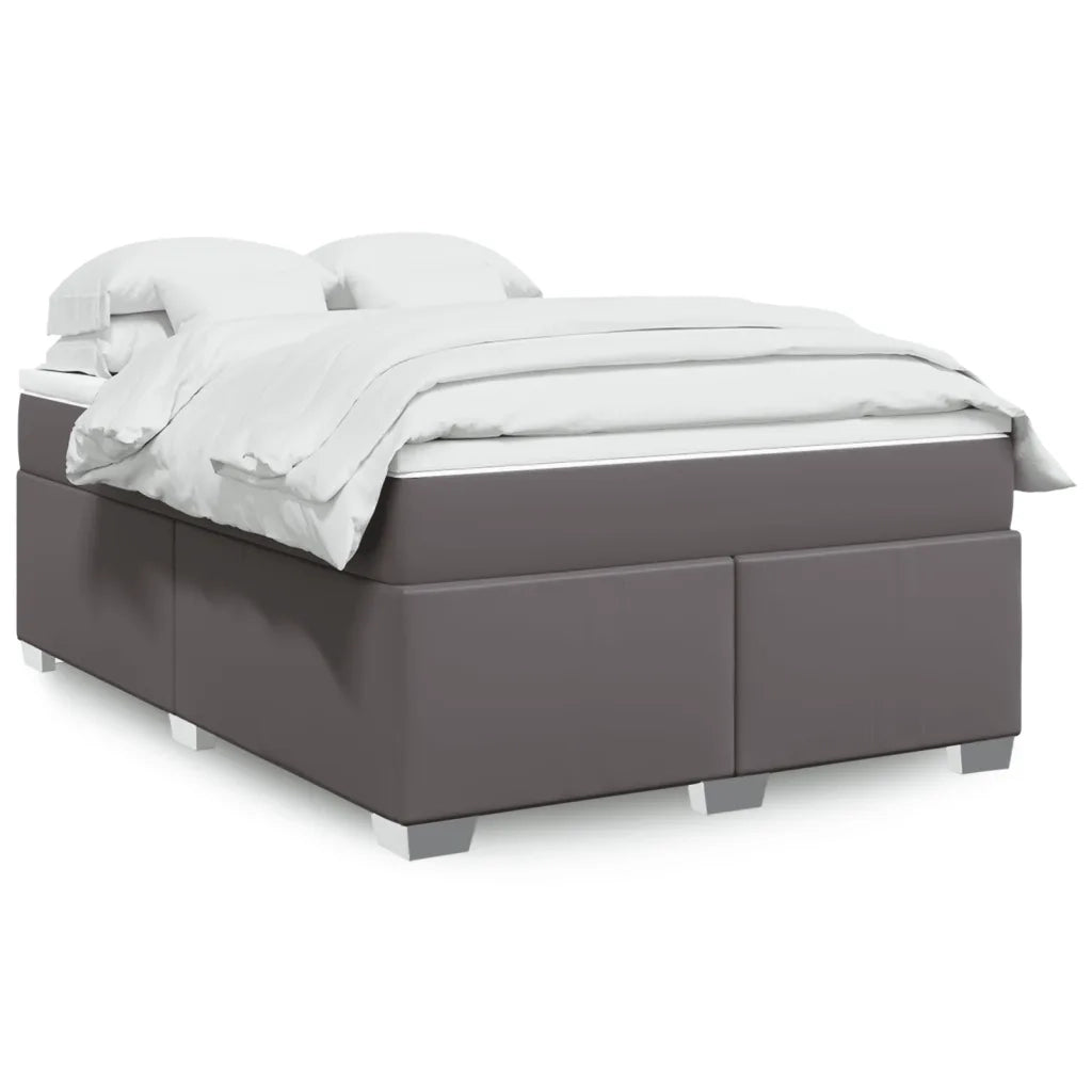 Giroletto a Molle con Materasso Grigio 140x200 cm in Similpelle