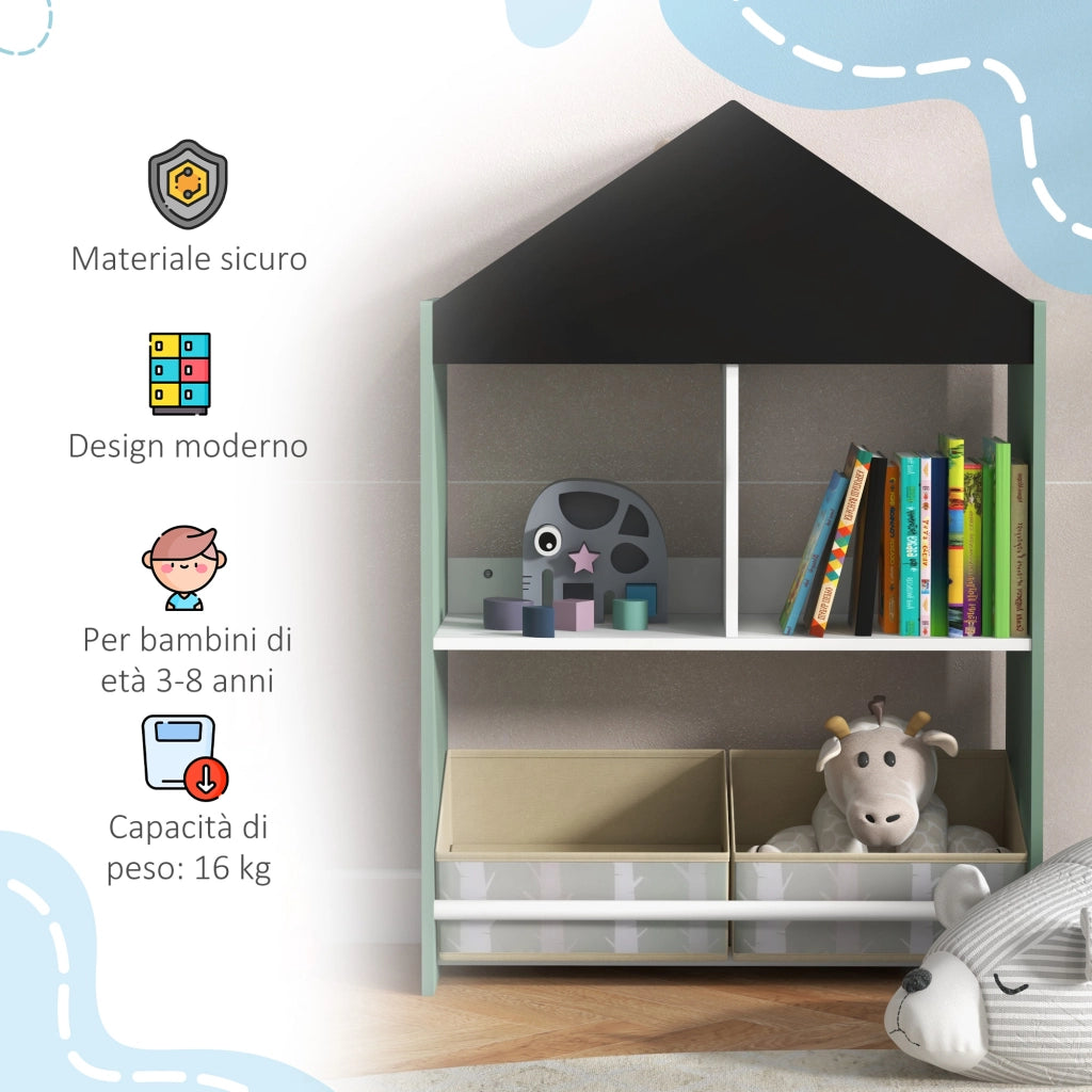 EasyComfort Scaffale Portagiochi per Bambini con Ripiani e Cassetti Rimovibili, Verde