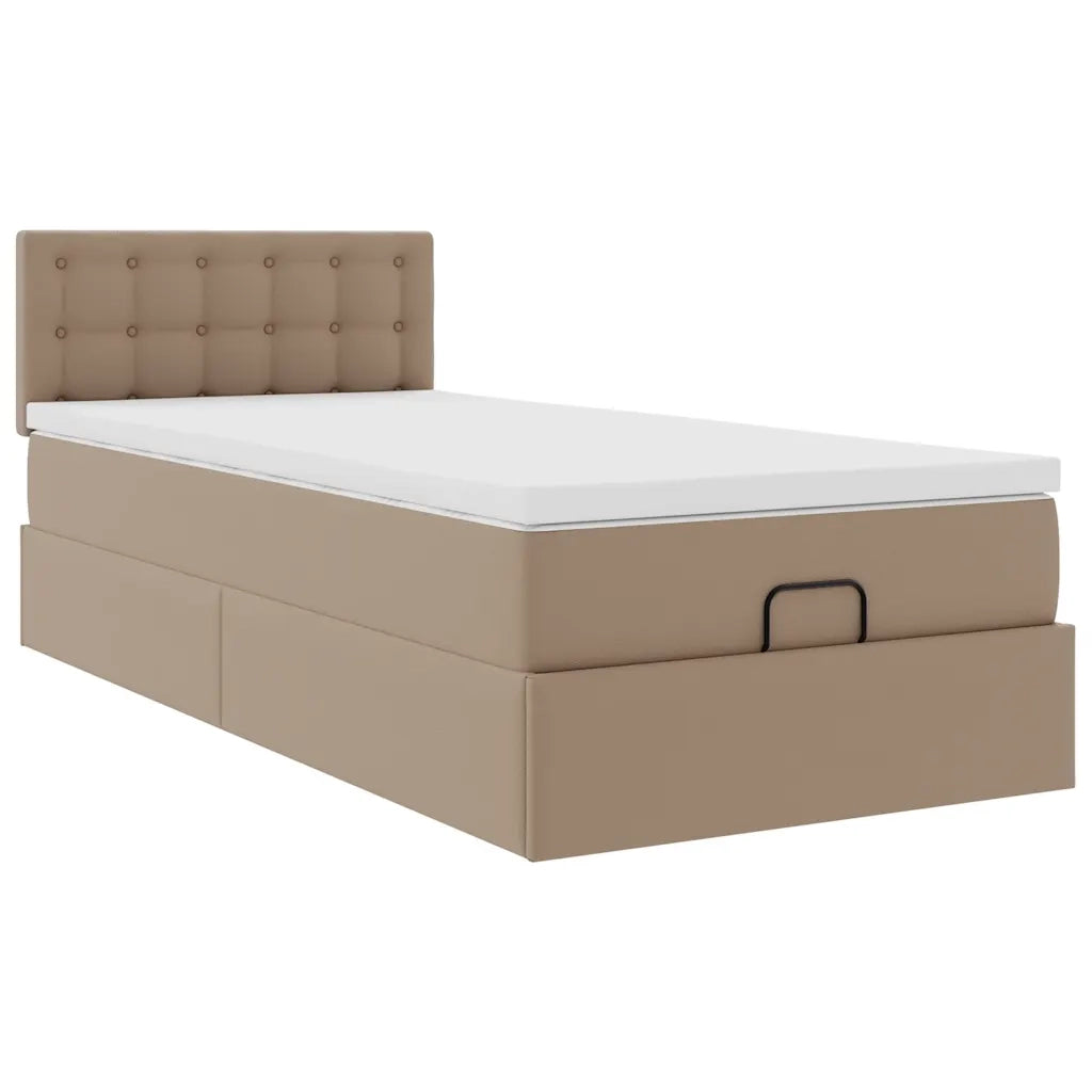 Letto Pouf con Materasso Cappucino 90x190 cm Similpelle
