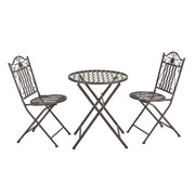 Set Bistrot Biella da Esterno con Tavolo Rotondo e 2 Sedie in Metallo Decorativo - Verde [en.casa]