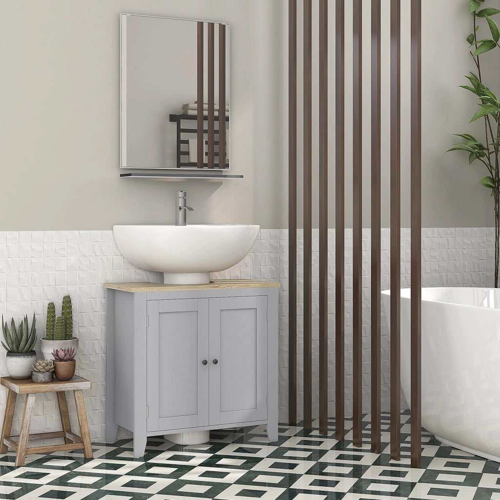 Mobile sottolavabo con 2 ante e ripiano regolabile ¨C Xylo ¨C Grigio 60x30x60 cm