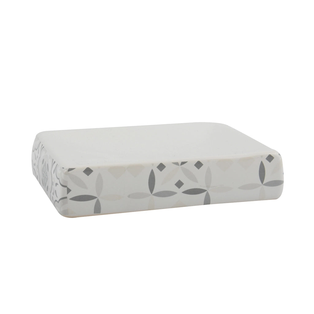 PORTA SAPONE IN CERAMICA EVORA- Bianco - Grigio- SPIRE- pezzi 1