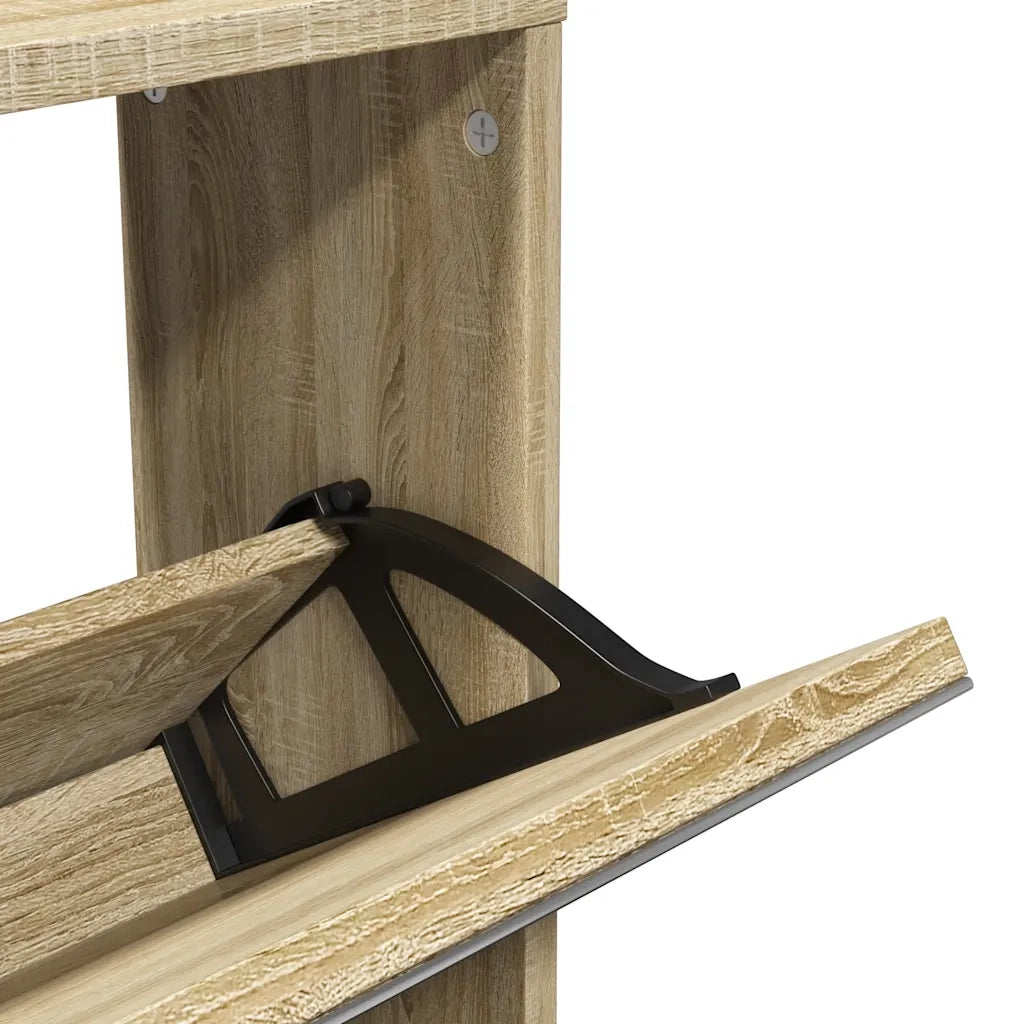 Scarpiera | Mobile per scarpe a 5 Strati con Specchio Rovere 63x17x169,5 cm