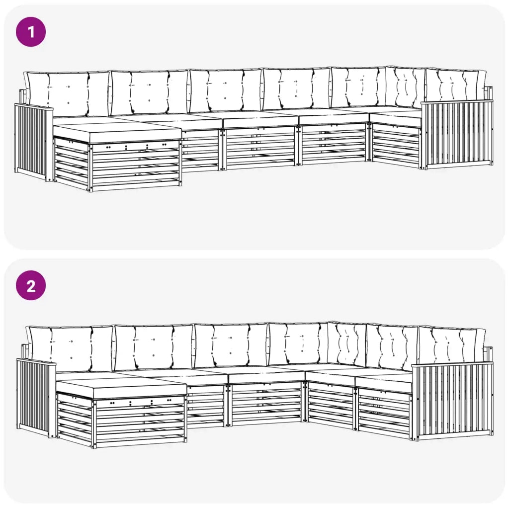 Set divani 7 pcs Naturale e Beige Legno di Acacia Massello 3373818