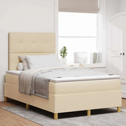 Letto a Sorgente LED con materasso Crema 120 x 200 cm Tessuto
