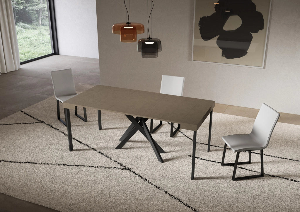 Consolle Allungabile 90-300x40x77 cm Saki Tortora Gambe Antracite