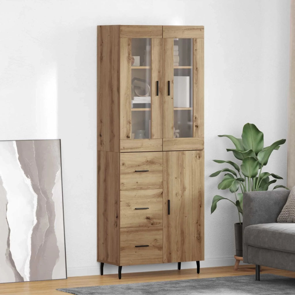 Credenza 2 pz-Set di 2 Buffet-Armadio da cucina Rovere artigianale Legno Stratificato e Vetro 533250